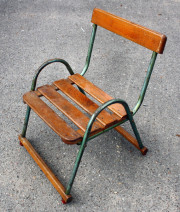 chaise vintage en bois et acier enfant 1950