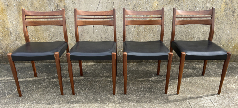 4 chaises scandinaves bois skaI vintage années 60