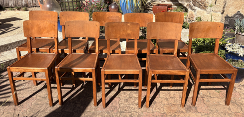 Lot de 10 chaises de bistrot signées ELF indislocables, vintage, années 50 / 70