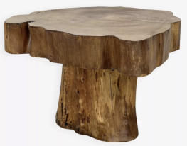 Table basse brutaliste chêne massif, tree trunk