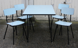 table formica eiffel bleue + chaises plastilux années 50
