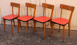 chaises bistrot années 50, bois et formica