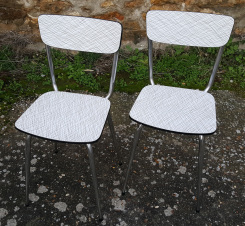 chaises formica blanches, vintage