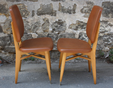 chaises bois et skaï, vintage années 50