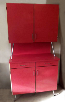 Buffet haut formica rouge, vintage, années 60