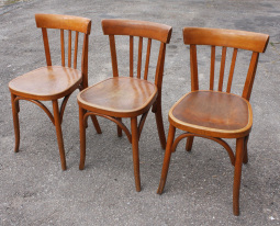 Trio de chaises FISCHEL, signées, vintage, années 50