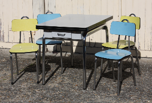 Table vintage, formica grise, années 50