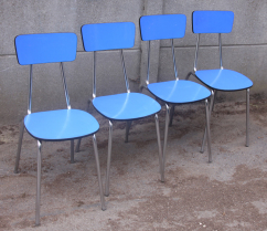 4 chaises formica bleues, ROC années 50