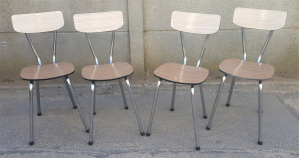 5 chaises formica rouge vintage années 60