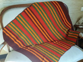 Plaid tricoté main, vintage, années 60.