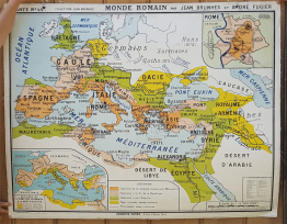Carte scolaire murale vintage "le monde romain", "le monde grec"