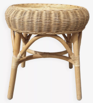 Guéridon, table basse, bambou et rotin, vintage, années 60
