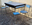 Table formica bleue, 2 chaises, 2 tabourets, vintage, années 60