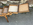 Travailleuse, boîte à couture en bois, sur pied, vintage, années 50