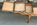 Travailleuse, boîte à couture en bois, sur pied, vintage, années 50