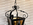 Superbe lanterne suspendue en fer forgé et verre ambré, esprit maison de maître, vintage, années 60