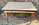 Table extensible moderniste française en formica beige et bois, circa 1955