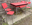 Table formica rouge mouchetée et 4 chaises assorties, vintage, années 50