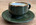Service à café 12 tasses « Helvetia Express » — Céramique vert sapin et or, France, années 1950-1960