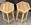 Deux tabourets bauts en bambou – plateau hexagonal, vintage, années 70