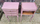 Paire de chevets relookées vieux rose vintage